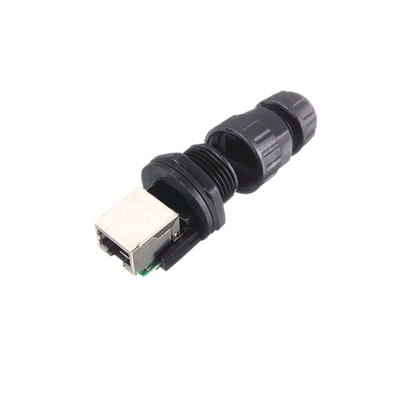 IP67 Waterproof RJ45 M19 Socket Cable Connector Front Panel Mount Right Angle