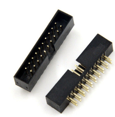 2.54mm Shrouded Box Header IDC Socket Connector 2X10PIN  Black With Golden Or Sliver Pins