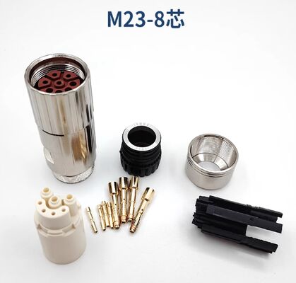 M23 4pin 8pin 6pin Servo Motor Connector Aviation Plug with 1000V Voltage Rating and Silver Gold-Plated Pins for Panel or Cable Mount