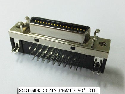 Scsi Mdr 68 Pin 36 Pin Female Electrical Connectors 90 Degree Dip