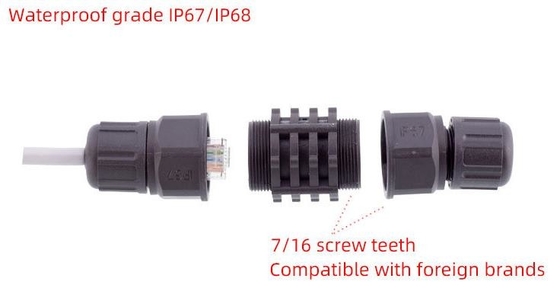 IP67 RJ45 Waterproof Electrical Cable Connector CAT5 CAT6 Installation Method