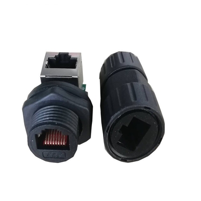 IP67 Waterproof RJ45 M19 Socket Cable Connector Front Panel Mount Right Angle