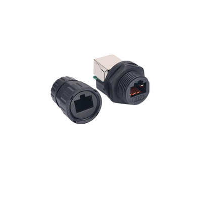 IP67 Waterproof RJ45 M19 Socket Cable Connector Front Panel Mount Right Angle