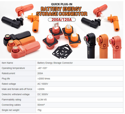 120A 250A Energy Storage Plug Connector With Plastic Insulation Plug Type