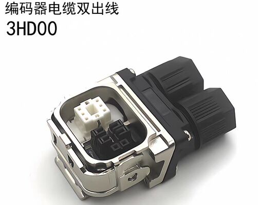 6FX2003 Servo Motor Connector with 1000V Voltage Rating, Silver and Gold Plated Contacts, and Dual Outlet 3HD00