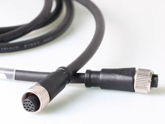 M12 waterproof aviation connector with wires, 4/5/8-pin male and female molded straight and right-angle plugs, sensor connection cable